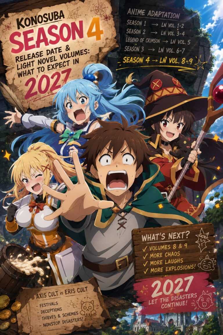 KonoSuba Season 4 Release Date & Light Novel Volumes: What to Expect in 2027