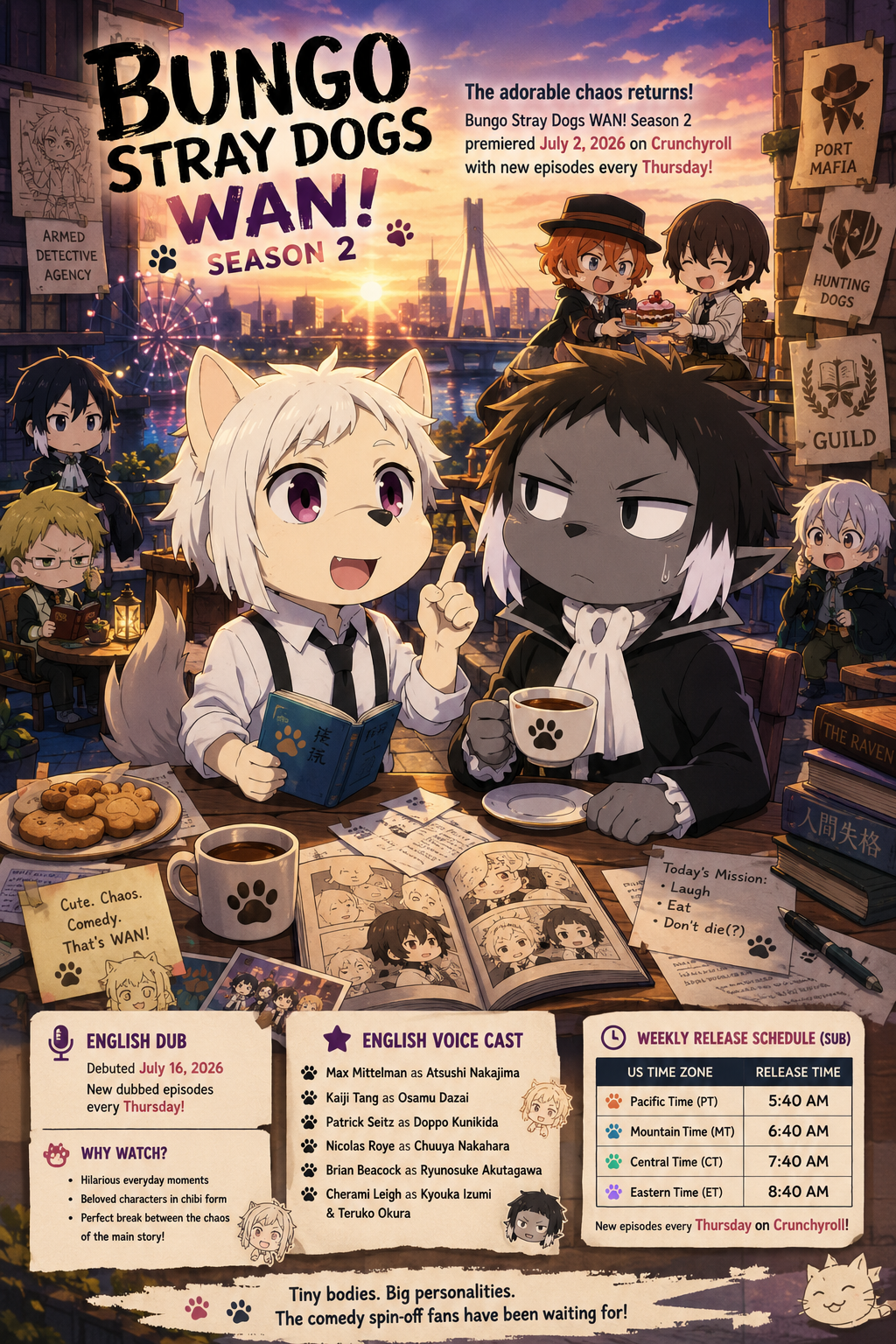 Bungo Stray Dogs WAN Season 2 Crunchyroll Release Schedule and How to Watch in the US